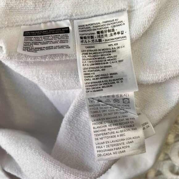 Levi's Hoodie Womens Large White Made Crafted Crochet Kangaroo Pockets Pullover - Picture 8 of 15